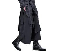 AITFINEISM Harem Pants Men Loose Wide Leg Japanese Harajuku Kimono Pants, black, 3XL