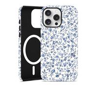 Aitipy Compatible with MagSafe Flower Phone Case for iPhone 15 Pro, Cute Magnetic Aesthetic Small Floral Soft TPU and Hard PC Shockproof Protective Phone Cover for Women Girls-Blue