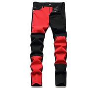 AITITIA Men's Ripped Regular Fit Jeans, 7274 Black Red, 40