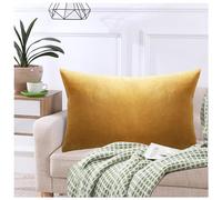 Aitliving Soft Velvet Solid Decorative Cushion Cover Bolster Case 1PC Yellow Gold, Classy Cotton Velvet Cozy Throw Lumbar Pillow Cover for Couch Bedroom Sofa Car 30 x 50 cm w/Cotton Linen Reverse