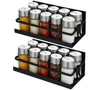 Aitmexcn 2 Pack Magnetic Spice Rack Shelf, Magnetic Refrigerator Organizer, Wall Mounted Seasoning Organizer with Hooks for Kitchen Spice Jars and Condiments Tidy Storage