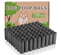 AiTodos® 1080 Dog Poo Bags, Black, 31 x 22 cm, Poo Bags Dogs-Polyethylene Material(72 Rolls of 15 Counts)
