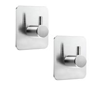 AiTodos® 2 Pack Self Adhesive Hooks, Stainless Steel Heavy Duty Sticky Hooks, Max 5kg Load Stick on Wall Hooks for Hanging Towel Coat Key, No Drill Wall Hangers for Bathroom Kitchen Door (Silver)