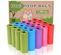 AiTodos® 300 Dog Poop Bags, 5 Bright Colors, 31 x 22 cm, Poo Bag Dogs-Polyethylene Material, (20 Rolls of 15 Counts)