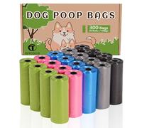 AiTodos® 300 Dog Poop Bags, 5 Colours, 31 x 22 cm, Poo Bag Dogs-Polyethylene Material(20 Rolls of 15 Counts)