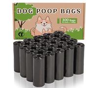 AiTodos® 300 Dog Poop Bags, Black, 31 x 22 cm, Poo Bag Dogs-Polyethylene Material(20 Rolls of 15 Counts)