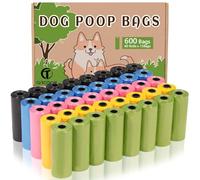 AiTodos® 600 Poo Bags Dogs, 5 Colours, Dog Poo Bags, 31 x 22 cm, Polyethylene Material, Portable, Black, Blue, Pink, Yellow, Green (40 Rolls of 15 Counts)