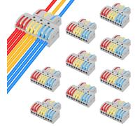 AITRIP 10 PCS Compact Wire Connectors, Lever Nut Electrical Wire Connectors, Compact Splicing Connectors, 3 in 9 Out Electrical Conductor Connectors Blocks