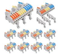 AITRIP 10pcs DIN Rail Terminal Blocks, DIY Splicing Wire Connectors for Circuit Inline 28-12AWG for Electrical Wires (3 in 12 Out)