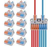 AITRIP 10PCS Wire Connectors, Compact Lever Wire Nuts Connectors Wire Terminals 2 in 8 Out for Quick Connect 28-12 AWG (2 in 8 Out)