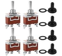 AITRIP 4pack Waterproof Toggle Switch 12V Marine ON Off ON 3 Pin 3 Position SPDT 12 Volt DC 30A Heavy Duty 3 Way Toggle Switch with Boot Cap Cover for Car Auto Truck Boat