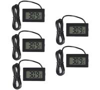 AITRIP 5 Pcs Digital LCD Thermometer Temperature Monitor with External Probe for Fridge Freezer Refrigerator Aquarium (Black)