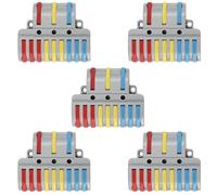 AITRIP 5PCS Compact Wire Connectors, Lever Nut Electrical Wire Connectors, Compact Splicing Connectors, 3 in 9 Out Electrical Conductor Connectors Blocks