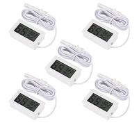 AITRIP 5PCS Digital Thermometer Hygrometer Mini Probe Thermometers Temperature Humidity Gauge Meter for Reptile Incubator Poultry Office Living Room White