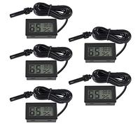AITRIP 5PCS Digital Thermometer Hygrometer Mini Probe Thermometers Temperature Humidity Gauge Meter for Reptile Incubator Poultry Office Living Room black