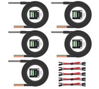 AITRIP 5PCS DS18B20 Temperature Sensor Module Kit Waterproof 100CM Digital Sensor Cable Stainless Steel Probe Terminal Adapter For ArduinoRaspberry Pi