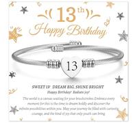Aitsite 13th Birthday Gift Bracelets for Women Girls, Adjustable Silver Heart Lucky Number Bracelets for Girls Women Birthday Gifts Box/Card