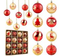 Aitsite 16 Pcs Christmas Baubles, Red and Gold Shatterproof Xmas Baubles Christmas Tree Decorations Large Balls Ornaments Hanging Decorations for Xmas Holiday Party Home