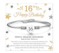 Aitsite 16th Birthday Gift Bracelets for Women Girls, Adjustable Silver Heart Lucky Number Bracelets for Girls Women Birthday Gifts Box/Card