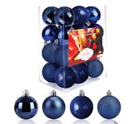Aitsite 24ct Christmas Tree Ornaments Set 1.57 inches Mini Shatterproof Holiday Ornaments Balls for Christmas Decorations(Navy Blue)