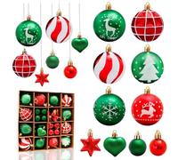 Aitsite 38 Pcs Christmas Baubles, Red and Green Shatterproof Xmas Baubles Christmas Tree Decorations Large Balls Ornaments Hanging Decorations for Xmas Holiday Party Home