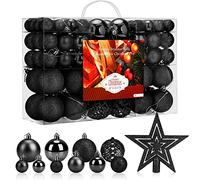 Aitsite Christmas Baubles - 101 Pcs 2/4/6 CM Shatter Proof Tree Decorations in Black, Hanging Ornaments for Xmas Home Festival Decor
