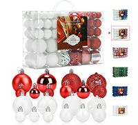 Aitsite Christmas Baubles,Hanging Decorations for Xmas Tree,101 Pcs 2/4/6 CM Shatter Proof Christmas Tree Decorations Red and White Color,Christmas Balls Decoration Ornamentsl Home Festival Decors C