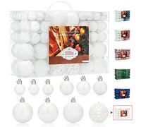 Aitsite Christmas Baubles,Hanging Decorations for Xmas Tree,101 Pcs 2/4/6 CM Shatter Proof Christmas Tree Decorations White Color,Christmas Balls Decoration Ornamentsl Home Festival Decors(White)