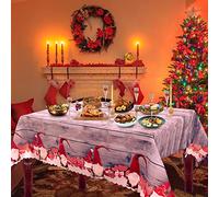 Aitsite Christmas Table Cloth, Washable Rectangle Tablecloth, Red Xmas Table Cover Christmas Table Decoration Outdoor Party Kitchen Dinner Room Seats 6-8 People (71 * 59inch)