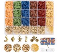 Aitsite Clay Beads Bracelet Making Kit, 3000 pcs Jewellery Making Kit, 6 Color Clay Bead Kit, Earth Tones Friendship Bracelet Making Kit, Flat Beads for the Making Bracelets, Necklaces and Earrings