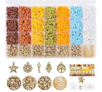 Aitsite Clay Beads Bracelet Making Kit, 3500 pcs Jewellery Making Kit, 7 Color Clay Bead Kit, Vintage Hues Friendship Bracelet Making Kit, Flat Beads for the Making Bracelets, Necklaces and Earrings