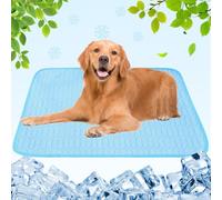 Aitsite Dog Cooling Mat Reusable Large 70x100cm, Self-Cooling Ice Silk Pet Pad for Hot Summer, Portable Foldable Cool Bed for Small Medium Large Dogs Cats, Washable Cat Bed Mat for Home Travel, Blue