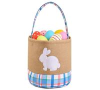 Aitsite Easter Bunny Basket Bags, Reusable Eggs Easter with Handles for Kids Egg Hunt, Burlap Carrying Bags Perfect for Girls & Boys Storage Grocery Candy Bag Gifts