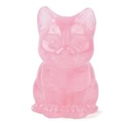 Aitsite Rose Quartz Crystal Cat Figurine, Healing Gemstone Cat Figurine, 1.5inch Pink Ornament for Living Room Office Desk Decor, Crystal Gifts for Women Men Christmas