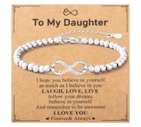 Aitsite To My Daughter Bracelet, Sparkling Infinity Charm Bracelet for Birthday Christmas Mothers Day，Bracelets Gifts for Daughter Women Girls with Box/Card