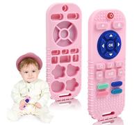 AiTuiTui Baby Teether for Teething Relief Baby Toys 0 3 6 9 12 Months, Sensory Silicone Remote Control Baby Teether Toy for Babies Newborn Infant Boy Girl Autism Toys for Baby Gifts, Pink