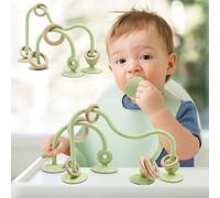 AiTuiTui Baby Toys, Multi Purpose High Chair Suction Toy for Toddler 6 8 9 12 Months, Sensory Toys with Wooden Ring Suitable for 1 2 Years Infant Gifts, Green