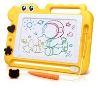 AiTuiTui Dinosaur Magnetic Drawing Board Kids Toys for 2 3 4 5 Years Old Girls Boys Birthday, Color Erasable Doodle Education Learning Kid Age 2-7, Toddler Drawing Travel Toys (Yellow)
