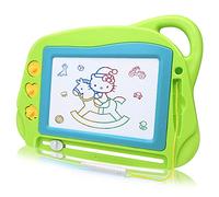 AiTuiTui Travel Size Magnetic Drawing Doodle Board for Toddlers, Colorful Writing Tablet-Mini Erasable Etch Sketching Pad with 3 Stamps and 1 Pen Educational Toys for Kids 3 4 5- Green