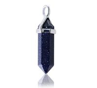 Aituo Gorgeous Quartz Crystal Healing Stones Point Chakra Cut Gemstone Natural Stone Pendants for Necklace Jewelry Making -Blue Sand