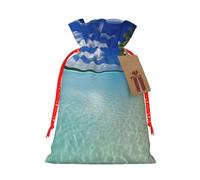 Aitutaki Lagoon, Cook Islands Burlap Drawstring Gift Bag With Tag, Reusable Linen Pouch For Christmas, Birthday, Party, Small Gift Packaging S