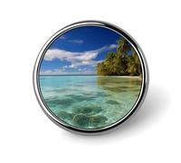 Aitutaki Lagoon, Cook Islands Button Pins 1" Round Badge Brooch | Aluminum round lapel pin for men women, circular brooch, fade-resistant metal badges pins for clothes bags, party favors gift