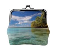 Aitutaki lagoon, Cook Islands Coin Purse for Women, Small PU Leather Change Purse with Kiss Lock, Vintage Coin Wallet Card Holder, Mini Coin Pocket Pouch Change Holder for Travel, Party