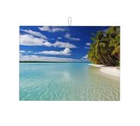 Aitutaki Lagoon, Cook Islands Dish Drying Mat | Super Absorbent Non-Slip Kitchen Countertop Mat | Hanging Drainable Dish Mat | Holiday Home Gifts