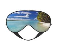 Aitutaki Lagoon, Cook Islands Double-Sided Silk Sleep Mask, Adjustable Light Blocking Eye Mask for Travel, Men & Women, Soft Comfortable Blindfold 20x10cm