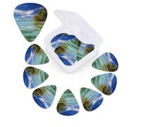 Aitutaki lagoon, Cook Islands Guitar Picks 12 Pcs, 3 Different Thickness Celluloid Plectrum for Bass Electric Acoustic Guitars Ukulele Accessories Gift for Men Women (0.46mm, 0.71mm, 0.96mm)
