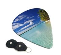 Aitutaki Lagoon, Cook Islands Guitar Picks 6-Pack - Pick Set (0.46mm / 0.71mm / 0.96mm) Suitable For Guitar And Ukulele Playing