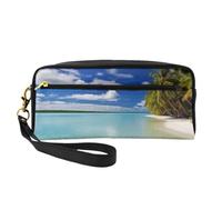 Aitutaki Lagoon, Cook Islands Makeup Bag, Pu Leather Cosmetic Bag, Small Travel Pouch, Pencil Case