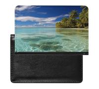 Aitutaki Lagoon Cook Islands Passport Holders PU Leather Passport Cover With Card Slots Waterproof Travel Wallet & Gifts