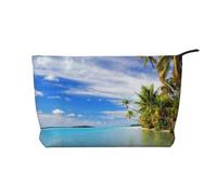 Aitutaki Lagoon, Cook Islands Printed Corduroy Makeup Bag Cosmetic Pouch Portable Toiletry Organizer for Travel Daily Essentials Women Girls
